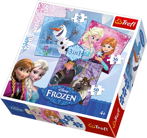 Puzzle 3w1 frozen bohaterowie krainy lodu 