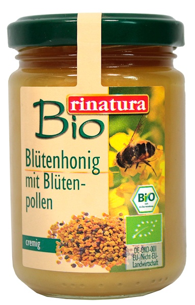 Miód kwiatowy z pyłkiem pszczelim Bio Rinatura