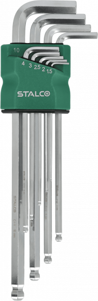 Klucze Stalco sześciokątne z kulką 9 elem długie crv 