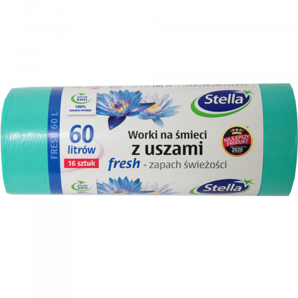 Stella Worki na śmieci z uszami FRESH - świeży zapach 60L 16szt