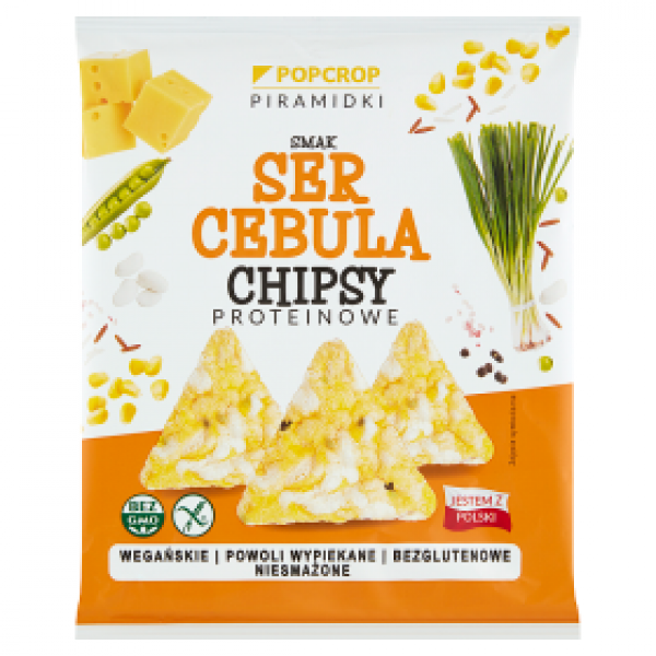 Popcrop Piramidki Chipsy proteinowe smak ser cebula 60 g 