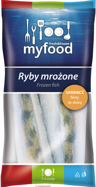 MyFood Sandacz (Sander lucioperca) filety ze skórą, produkt głęboko mrożony, rozmiar: 120- 170 g, glazura: 10%, 450/500 g