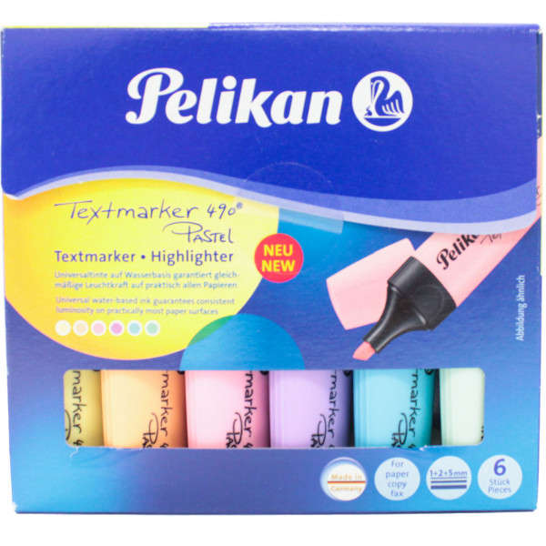 Pelikan  zakreślacz 490 pastell 6 sztuk etui blister