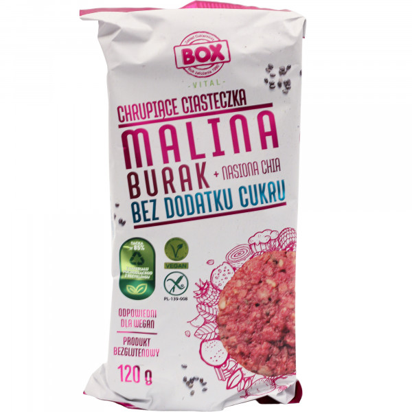 Ciastka Frank&amp;Oli b/g b/c malina i burak z nasionami chia 