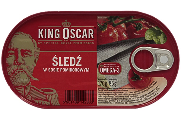 KING OSCAR śledź w sosie pomidorowym  170  g