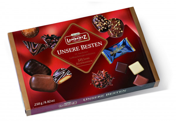 Lambertz Mieszanka piernikowa z czekoladą (14%), czekolada mleczną (7%) i czekolada białą (2%) 250g