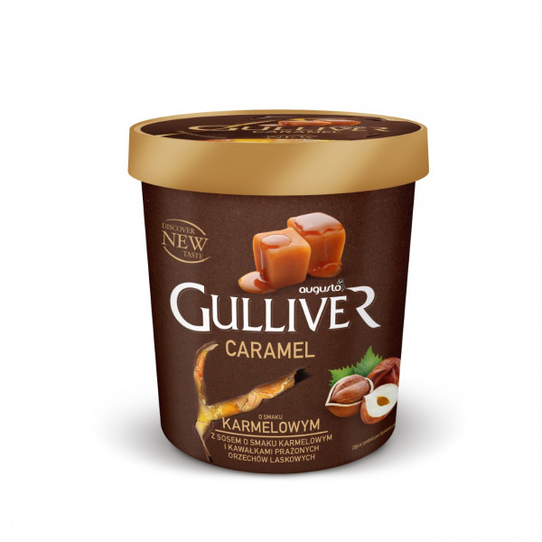 Lody Augusto Gulliver Premium 1 szt z mixu (czekoladowe z sosem, karmelowe z sosem) 2x3x0,46l