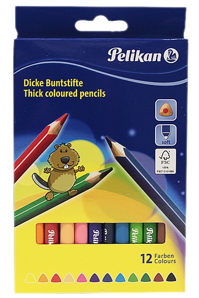 Kredki trójkątne 12 kolorów Pelikan 