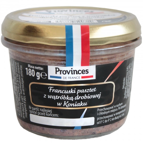 Francuski Pasztet z Wątróbką Drobiową w Koniaku 180g Provinces de france