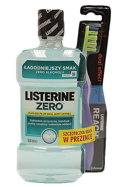 Listerine płyn do płukania ust zero 500ml + szczoteczka reach 