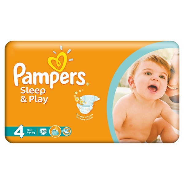 Pieluszki Pampers Sleep&amp;Play, rozmiar 4, 50 szt, 7-14kg 
