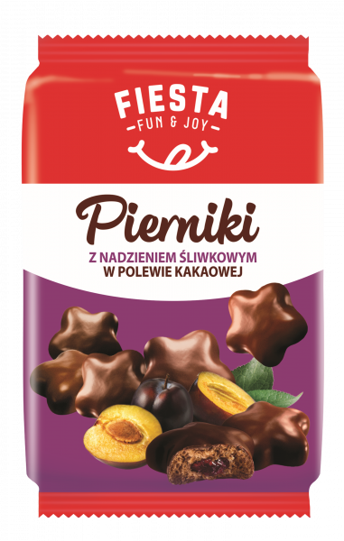 Pierniki Fiesta z nadzieniem śliwkowym w polewie czekoladowej 200g