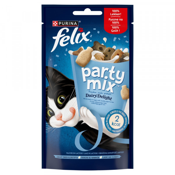 FELIX PARTY MIX Dairy Delight o smaku pysznego odtłuszczonego mleka, smakowitego jogurtu i sera 60g