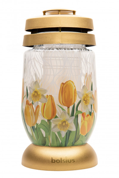 Znicz Bolsius lampion żółte tulipany 