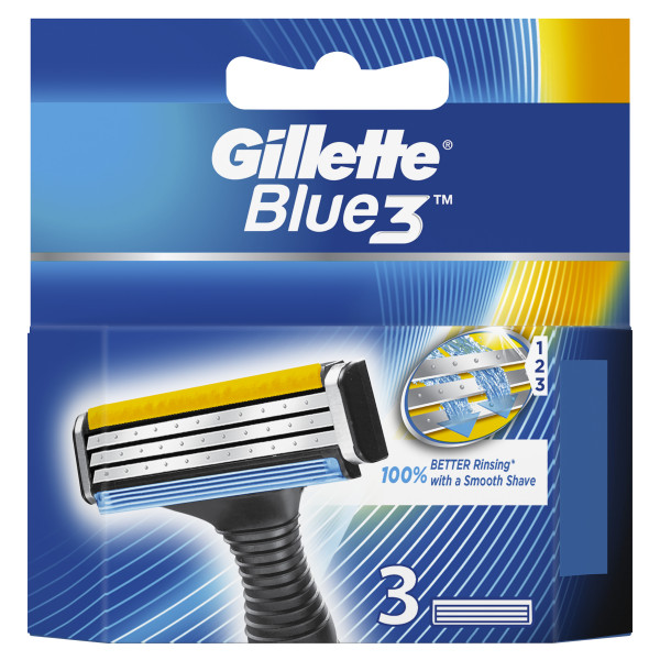 Gillette Blue3 Ostrza wymienne do maszynki do golenia dla mężczyzn, 3 sztuki