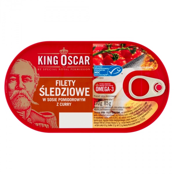 Filety śledziowe w sosie pomidorowym z curry King Oscar 