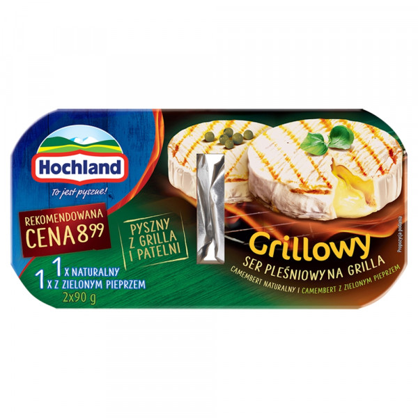 Hochland Grillowy - camembert naturalny i  camembert z zielonym pieprzem 2x90g