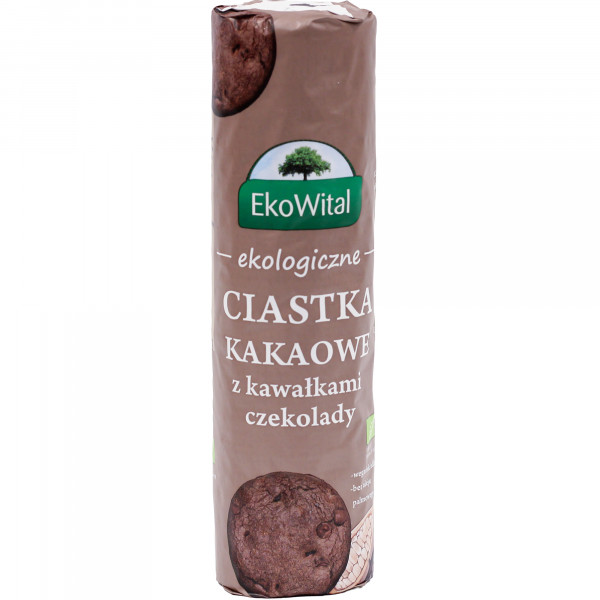 Ciastka Ekowital bio kakaowe z kawałkami czekolady 