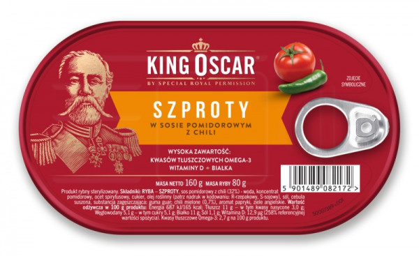 Szproty king oscar sos pomidorowy z chili 
