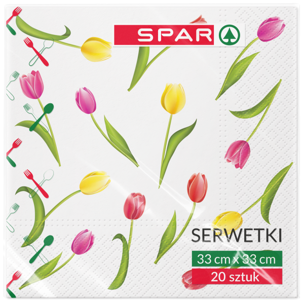 Serwetki Spar 33x33cm Tulipany 20szt 
