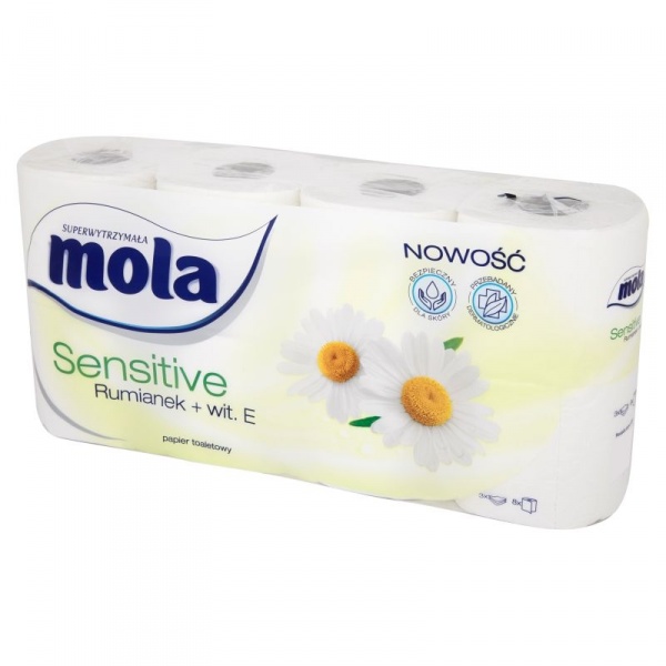 Papier toaletowy Mola sensitive rumianek+wit e 3w 8szt 