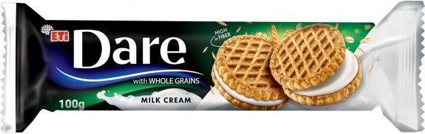 DARE - Ciastka pełnoziarniste z kremem mlecznym - 100 g