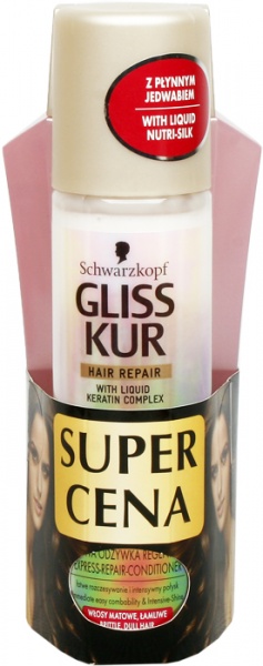 GLISS KUR Zestaw szampon 250ml +odżywka ekspresowa Liquid Silk Gloss