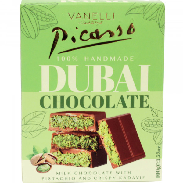 Czekolada Vanelli Picasso dubai milk chocolate with pistachio 