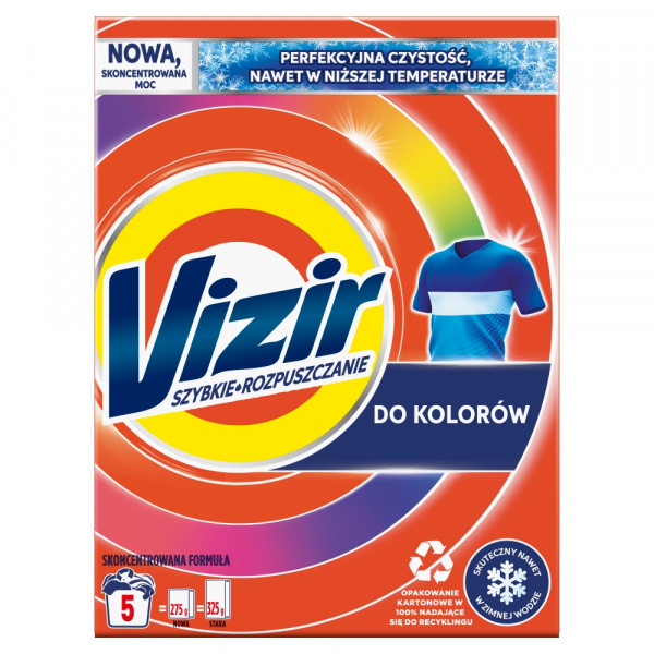 Vizir Szybkie rozpuszczanie Do kolorów Proszek do prania 5 prań 275 g
