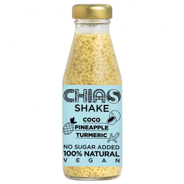 Napój chias shake/ananas kurkuma z nasionami chia 