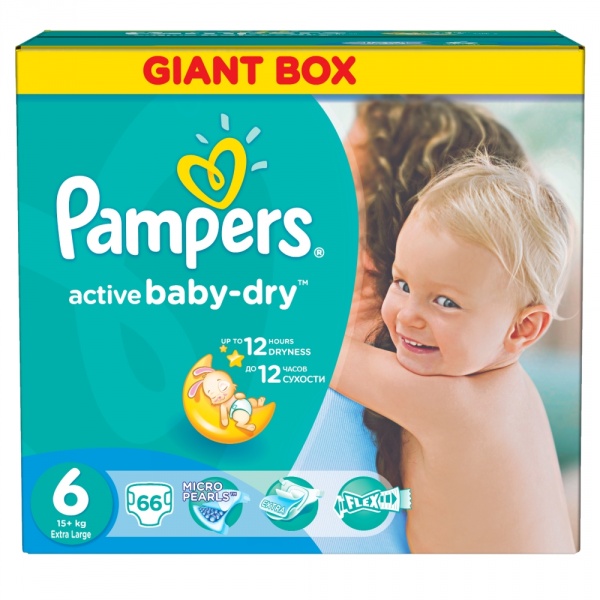 Pampers Active Baby Pieluchy 6 Extra Large 66 sztuk 