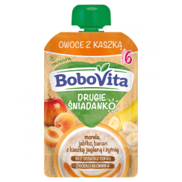 BoboVita Drugie ŚniadankoMus morela-jabł-ban z kaszką jaglaną i żytnią 