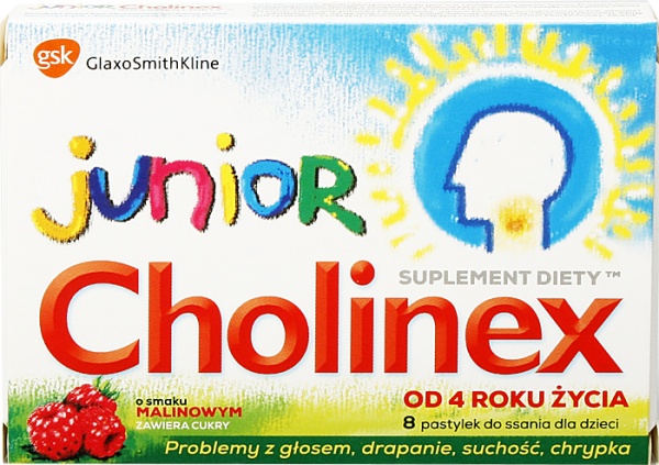 Cholinex junior malina 8 tabletek 