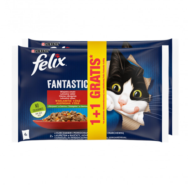 Karma dla kota Felix Fantastic kurcz-wołow-warz w galar 2x(4x85g) 