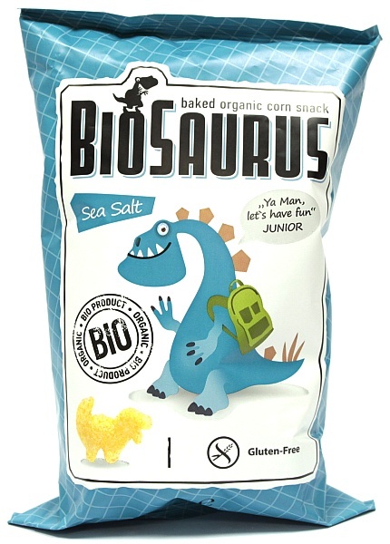Chrupki Biosaurus Bio bezglutenow pieczone kukurydziane smak Soli Mor 