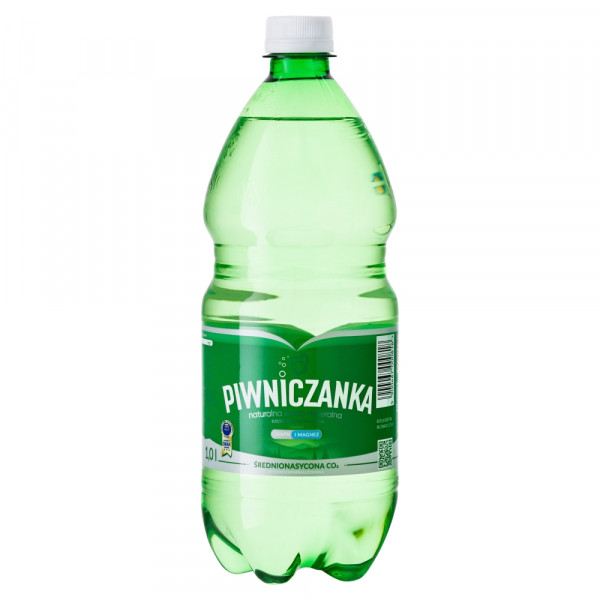 Woda lgaz Piwniczanka mineralna średnionasycona co2 1l + kaucja 50 gr