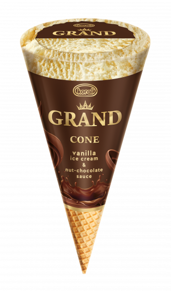 Lody Grand rożek waniliowy z sosem czekoladowym 