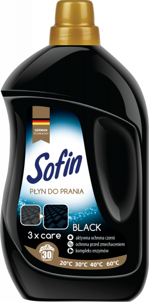 SOFIN Black 3 x care specjalny płyn do prania tkanin czarnych, ciemnych i delikatnych 1,5l