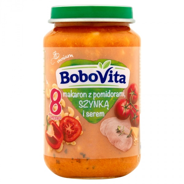 Bobovita makaron z pomidorami szynką i serem 