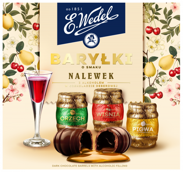 E. Wedel Baryłki o smakach nalewek z alkoholem w czekoladzie deserowej 200 g