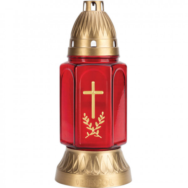 Znicz Bispol 3005 gold 30h 25cm czerwony