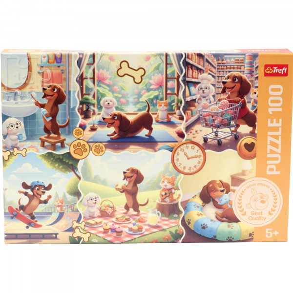 Puzzle Trefl 100 elementów Długi dzień jamnika 
