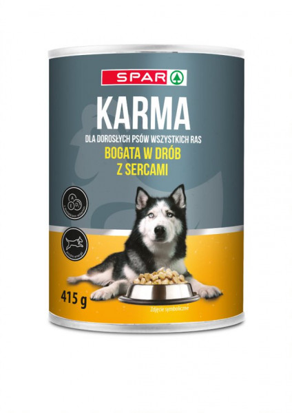 Karma dla psa Spar adult z drobiem z sercami 