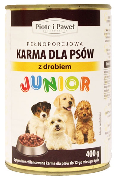 Karma mokra dla psa Junior z drobiem Piotr i Paweł