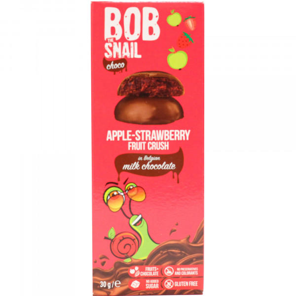 Przekąski Bob Snail bio b/g jabłko truskawka b/c w mlecznej czekol. 