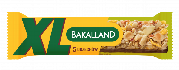 Baton zbożowy Bakalland 5 orzechów xl 55g 