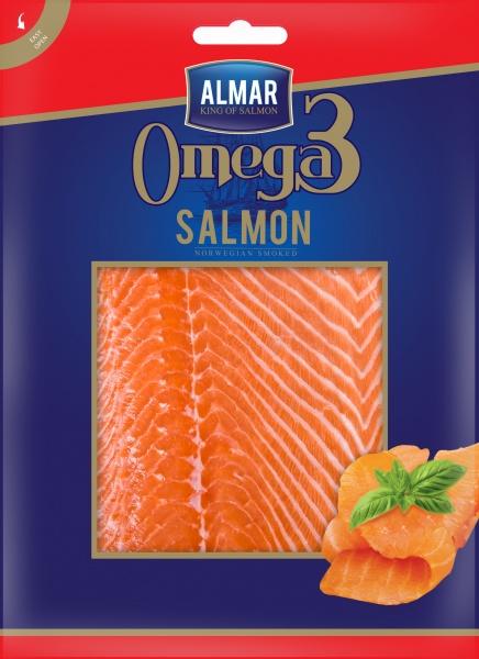 Almar Omega-3 łosoś atlantycki  wędzony na zimno w plastrach 100g
