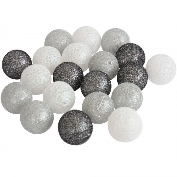 Cotton ball biało-czarne-srebrne 20szt. 