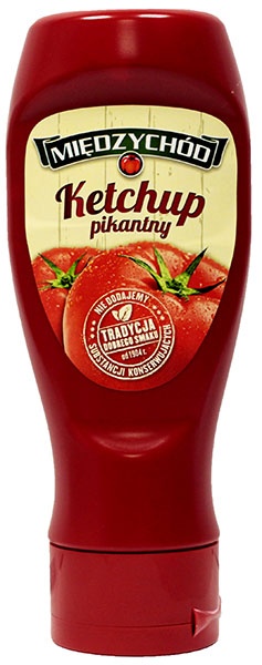 Ketchup pikantny butelki plastik 430g Międzychód