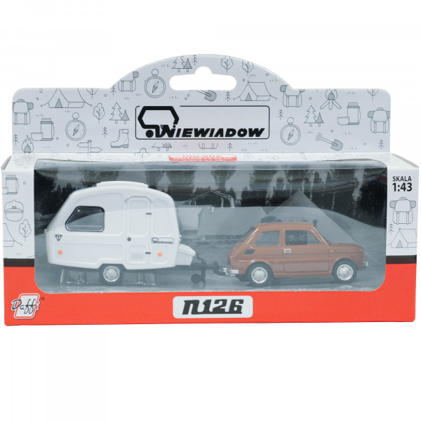 Zabawka Daffi Fiat 126p + przyczepa Niewiadów n126 1szt